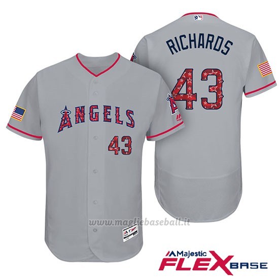 Maglia Baseball Uomo Los Angeles Angels 2017 Estrellas y Rayas Garrett Richards Grigio Flex Base